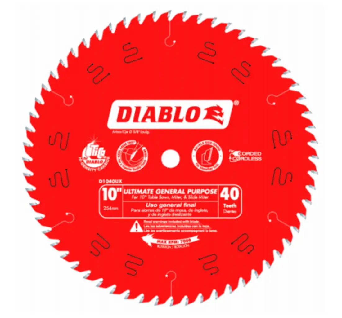 Diablo D1040UX Ultimate General Purpose Saw Blade 10 Inch x 40 Tooth