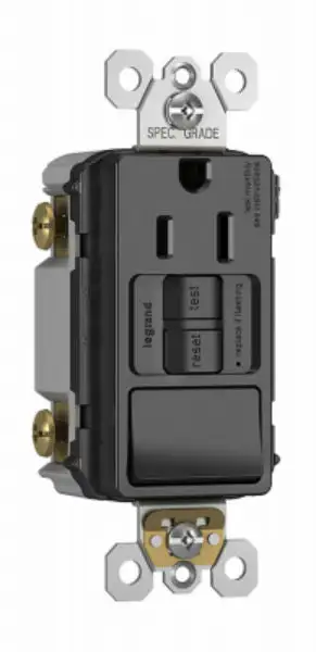 Pass & Seymour 1597SWTTRBKCCD4 Combination Single Pole Switch & Self GFCI 15A 125V Black