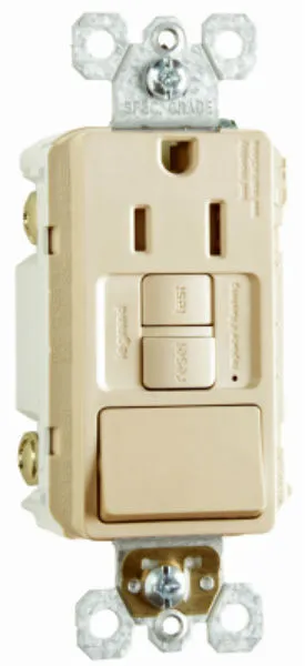 Pass & Seymour 1597SWTTRICCD4 Combination Single Pole Switch & Self GFCI 15A 125V Ivory