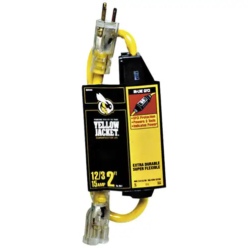 Coleman 2817 Yellow Jacket GFCI Powerlite Plug 2 Feet Yellow Outdoor Extension Cord
