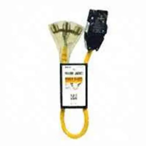 Coleman 2879 Right Angle GFCI Extension Cord 6 Feet Yellow Outdoor Power Cord