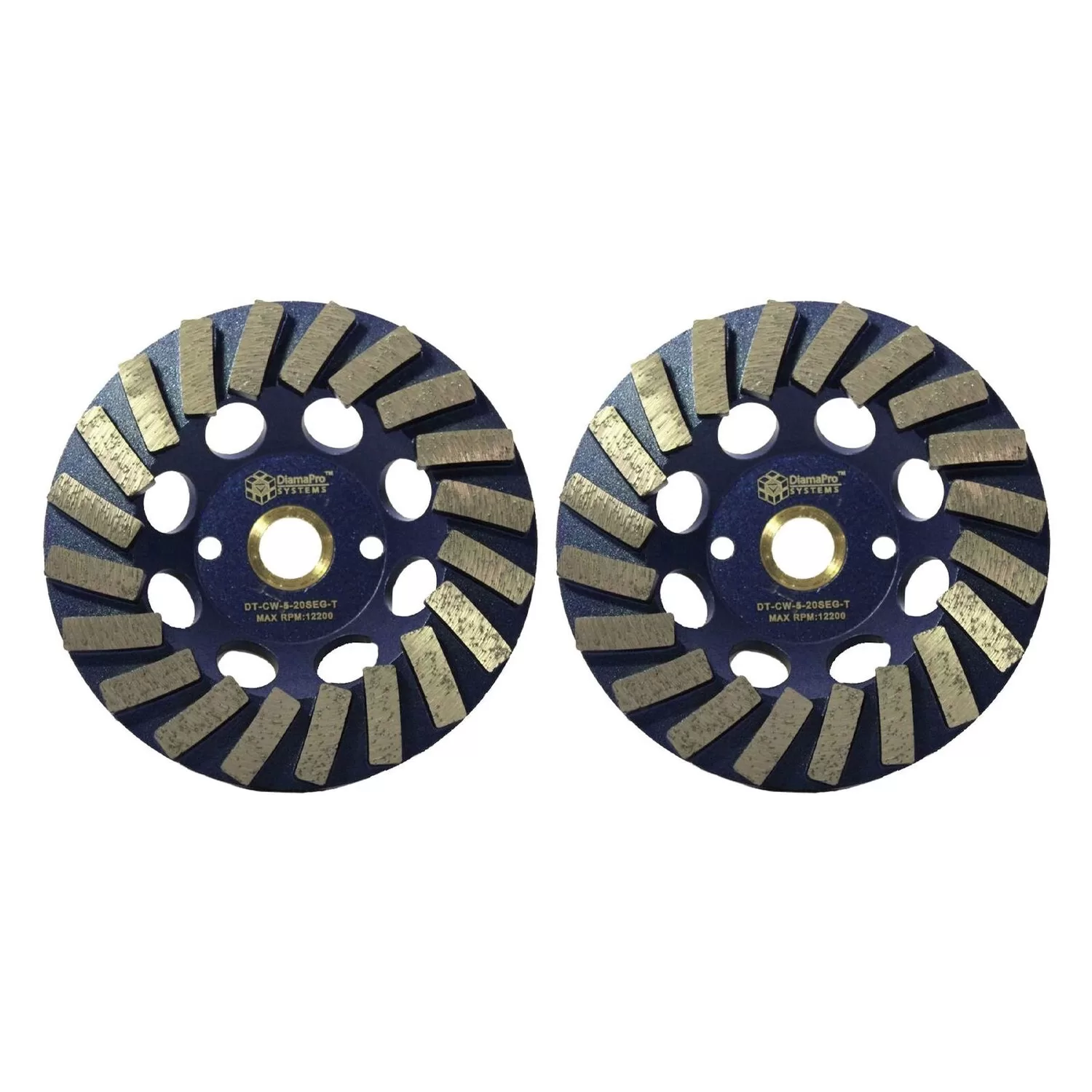 DiamaPro Systems 5 Inch 20 Segment Turbo Concrete Grinding Cup Wheel 2 Pack