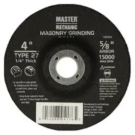 Masonry Grinding Wheel 4 x 0.25 x 5/8-Inch Master Mechanic