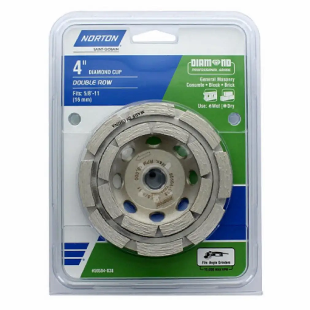 Norton 50504-038 Double Row Diamond Cup Wheel 4 Inch