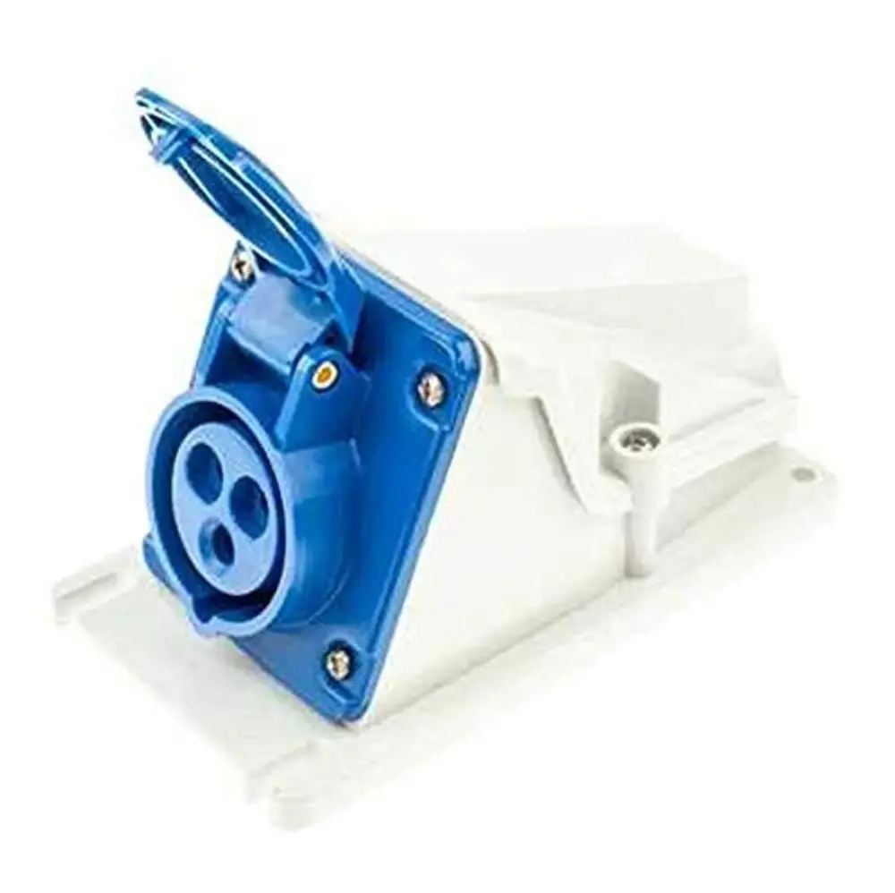 Gewiss GW62477 Low Voltage Screw Wiring 90 Degree Angled Surface-Mounting Socket-Outlet, IP44, 6 Reference, 2P+E Pole, 200...