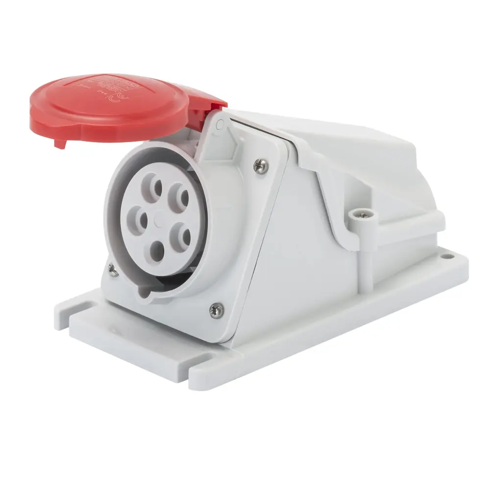 Gewiss GW62482 Low Voltage Screw Wiring 90 Degree Angled Surface-Mounting Socket-Outlet, IP44, 6 Reference, 3P+N+E Pole, 3...
