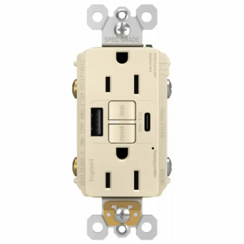 Legrand radiant Series 1597TRUSBACLAC4 GFCI Outlet, 125 V, 15 , Airy Almond