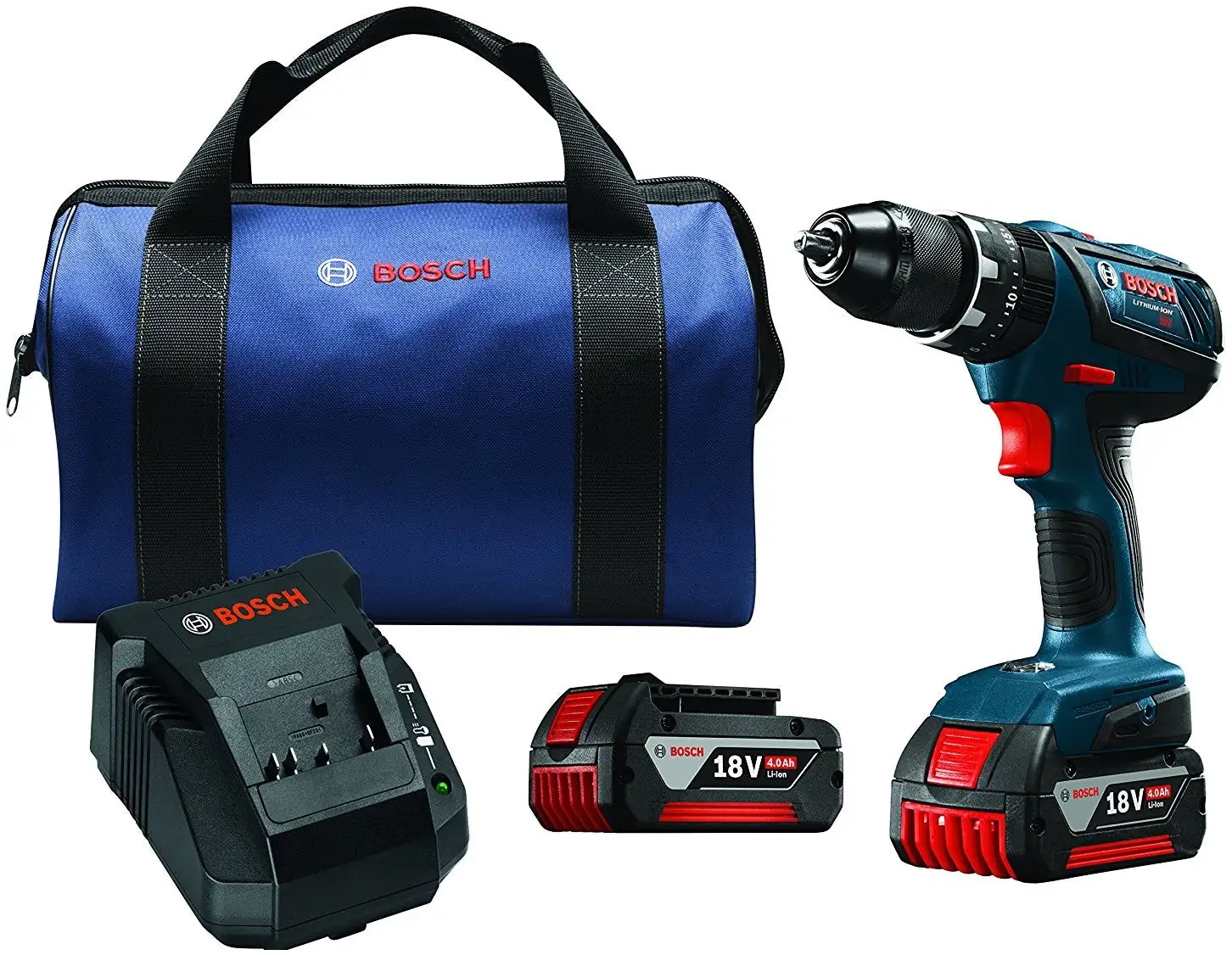Bosch HDS181A-01 Compact Tough Hammer Drill Driver Kit 1/2 Inch 18 Volt Cordless