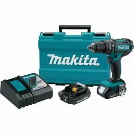 18V Cordless Hammer Driver Drill Kit 1/2-Inch 2 Lithium-Ion Batteries Makita