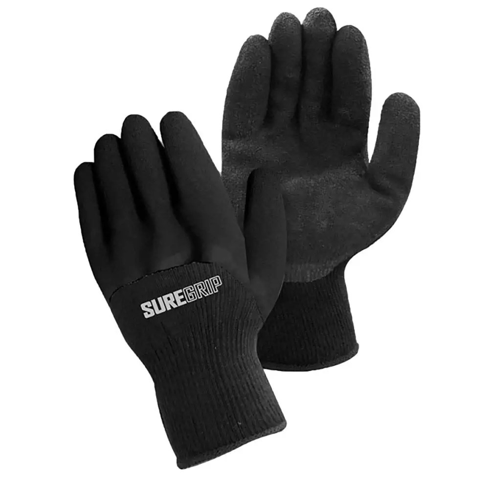 Fleece-Lined Gloves Latex-Coated Palm and Knuckles, X-Large charcoal