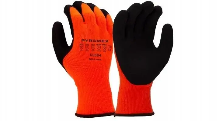 GL504 Hi-Vis Orange Sandy Latex Synthetic Insulated Palm Coated Winter Work Gloves