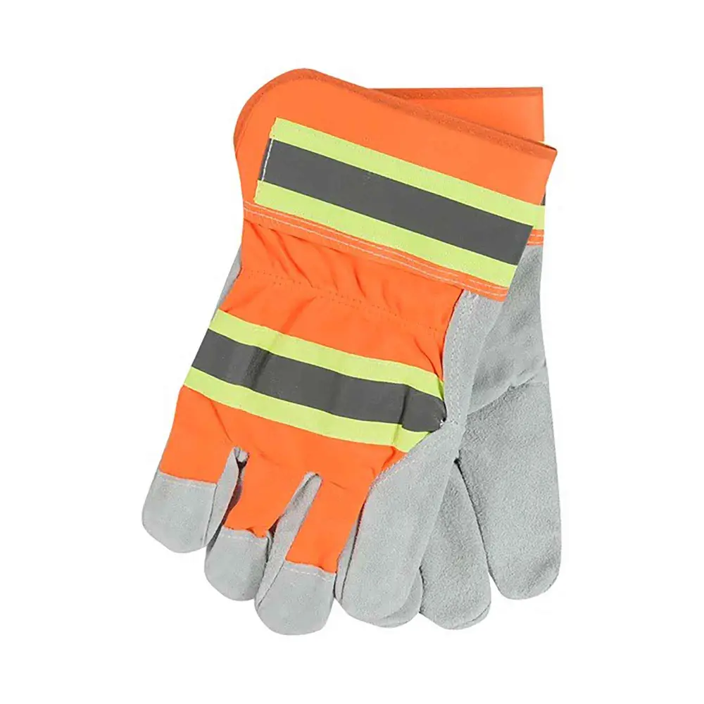 High-Visibility Multi-purpose leather work Gloves, Slim / Medium