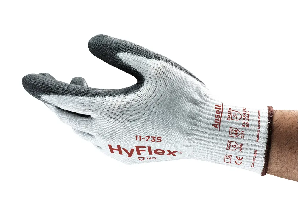HyFlex 11-735 Cut Protection Gloves -Medium Duty, High Cut Resistance, Size Medium (pack 12)