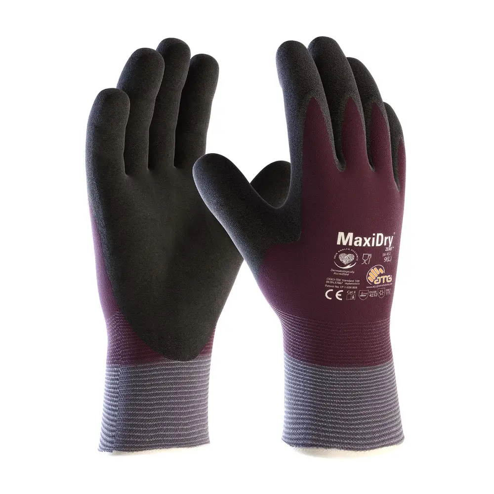 MaxiDry Zero PIP - Maxiflex - Zero - 56-451 Cold Condition Work Glove Warm Lining and Full Double-Dipped Nitrile Coating (...