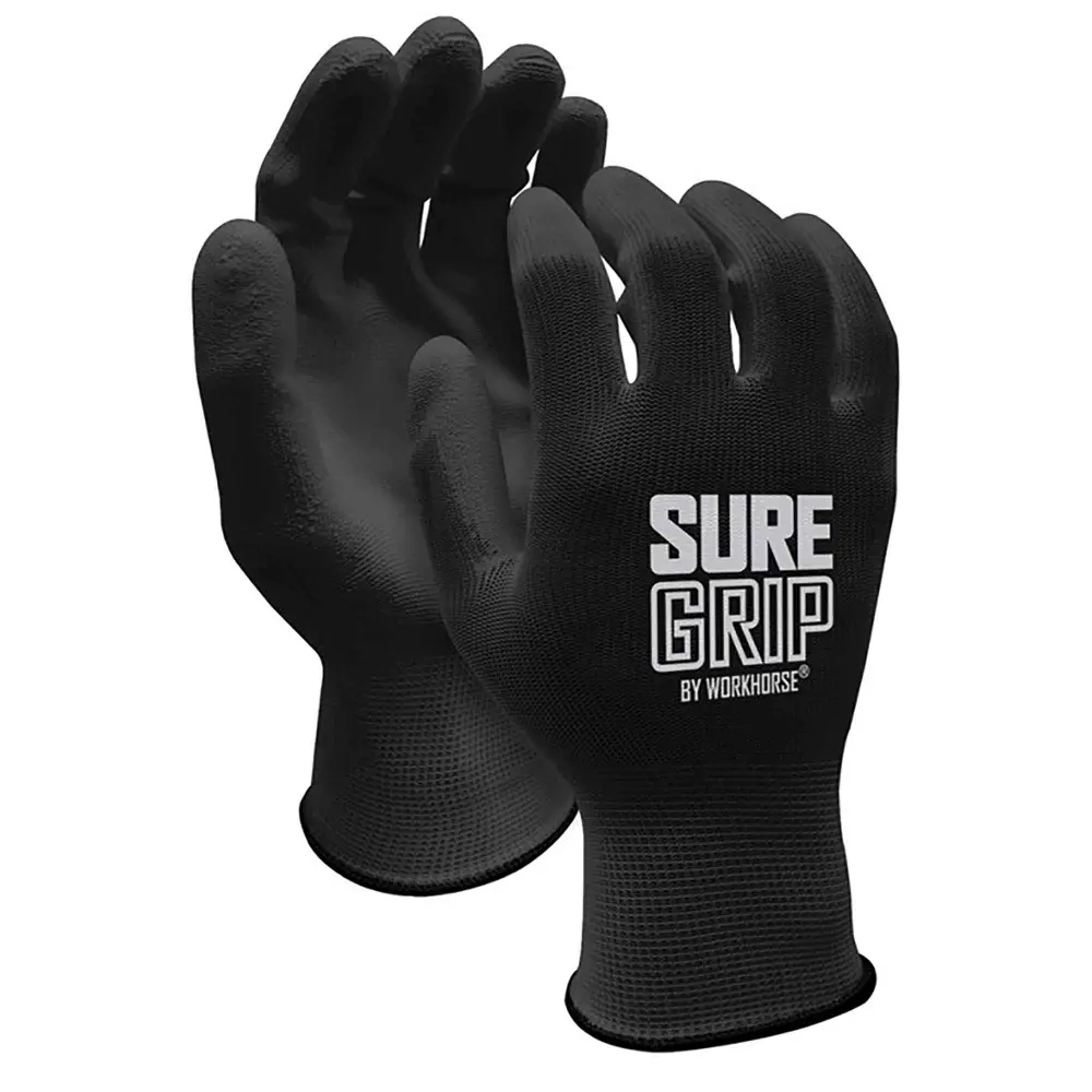 Polyester Knit Gloves Polyurethane Coated Palms, Medium