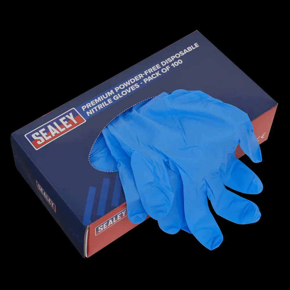 Sealey SSP55XL Premium Powder-Free Disposable Nitrile Gloves Super-sized Pack 100