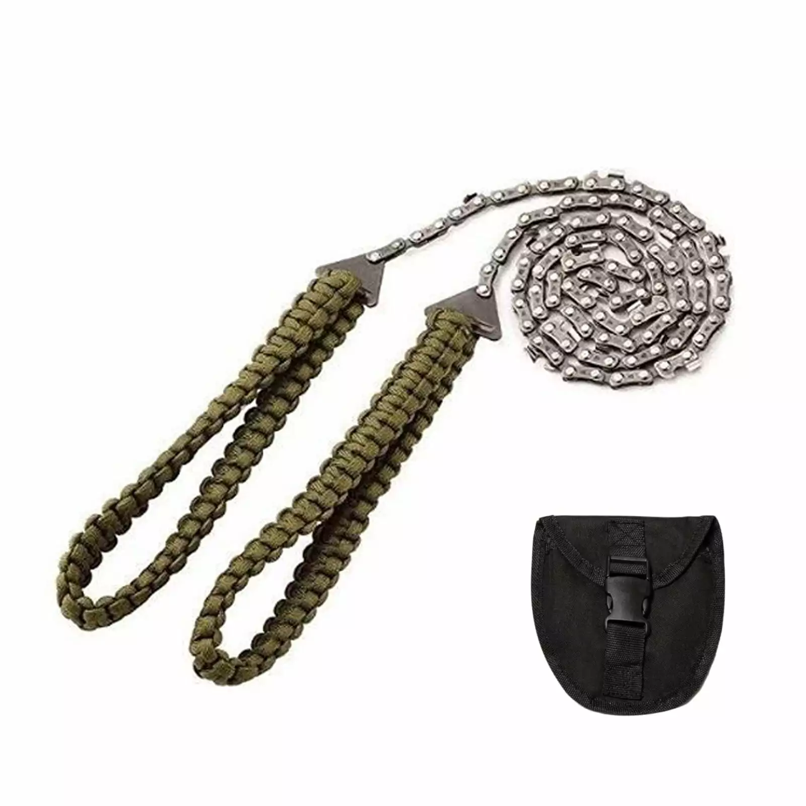 27 Inch 11 Pocket Chainsaw Paracord Handle Hand Chain Saw Survival Gear Camping Hiking Backpacking Wood Tree Cutting Anself