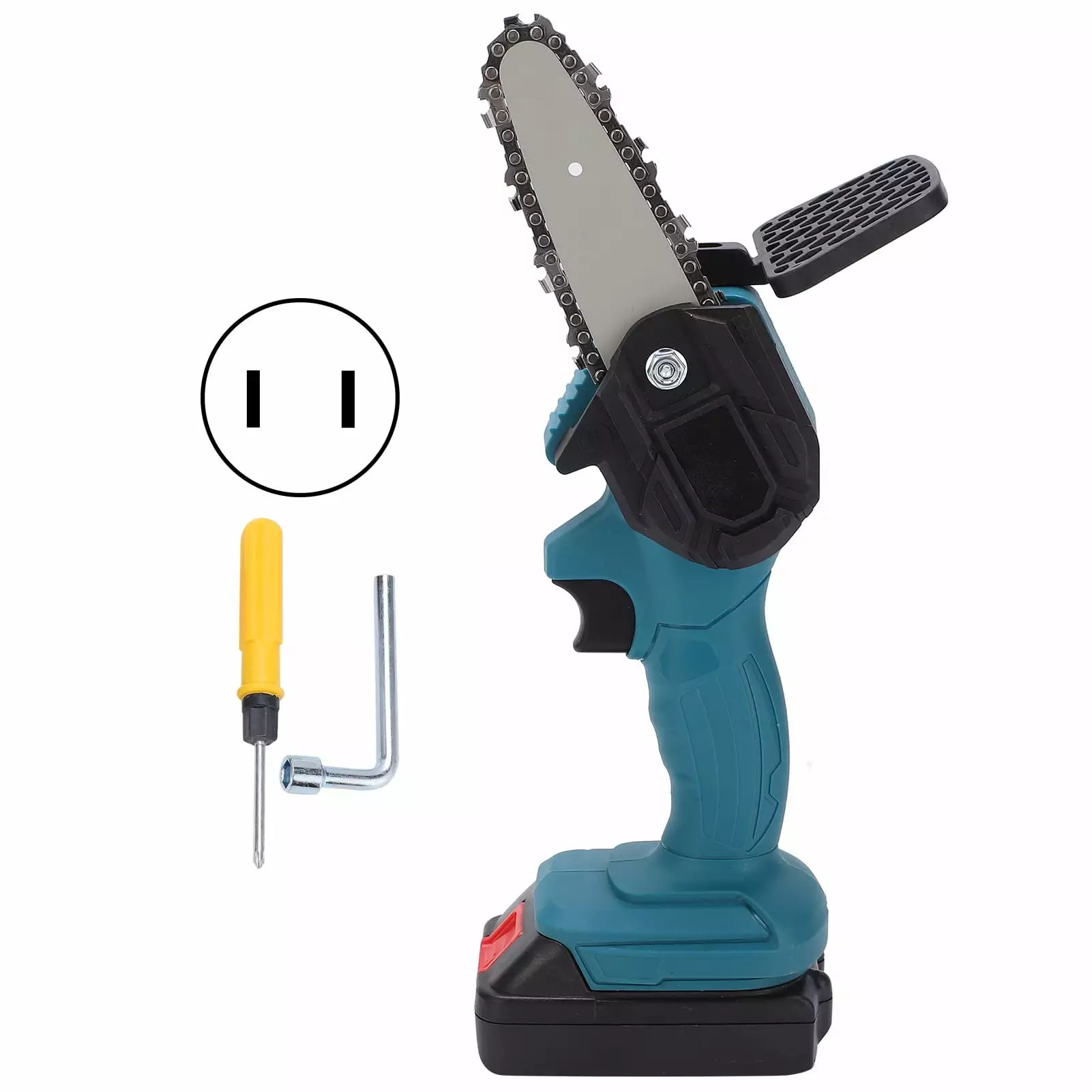 Abastado Mini Hand Saw 4in Travel-friendly Electronic 1 Handed Trimming Tool Chainsaw Brush AC100 240VBlue US Plug