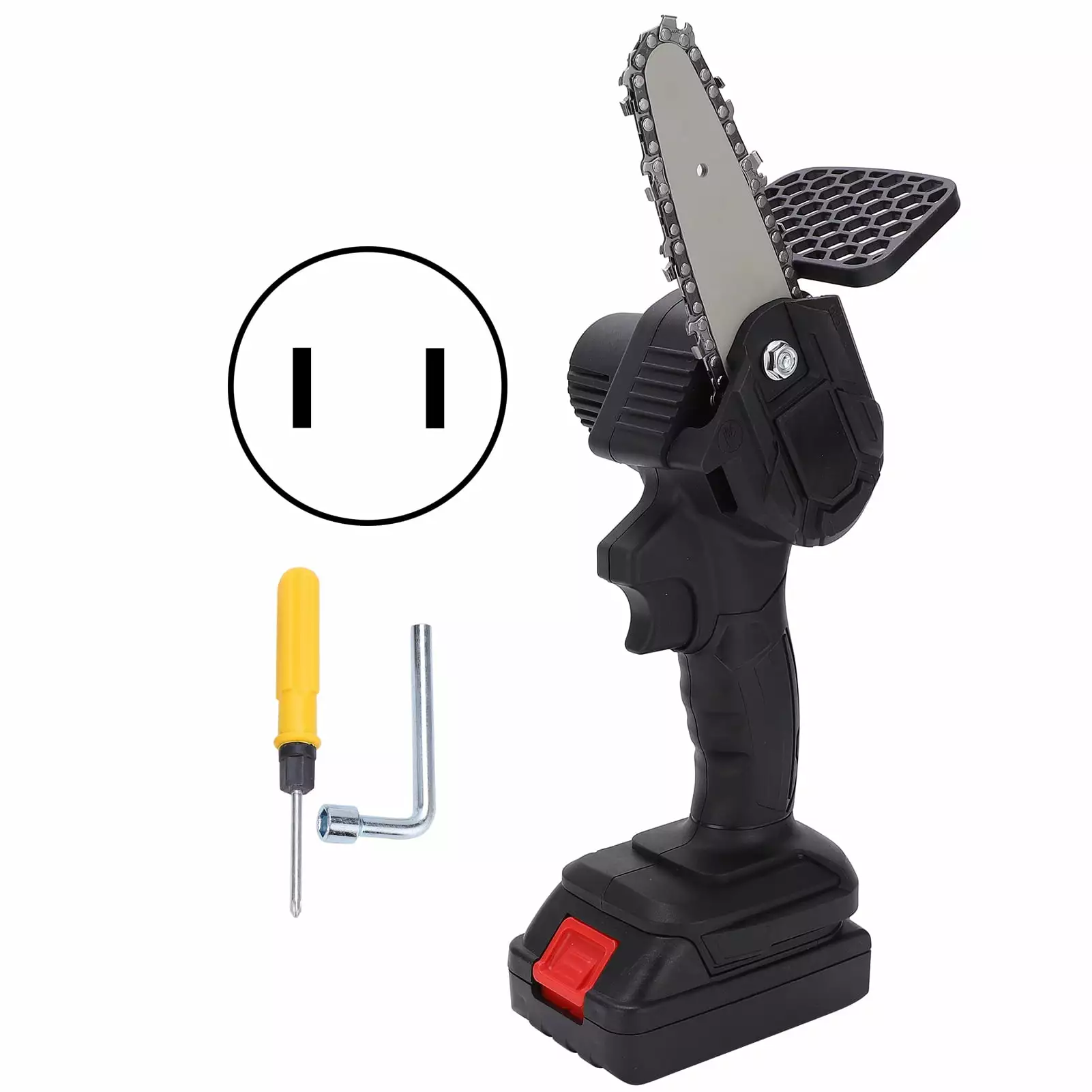 Abastado Mini Hand Saw 4in Travel-friendly Electronic 1 Handed Trimming Tool Chainsaw Brush AC100 240VBlack US Plug