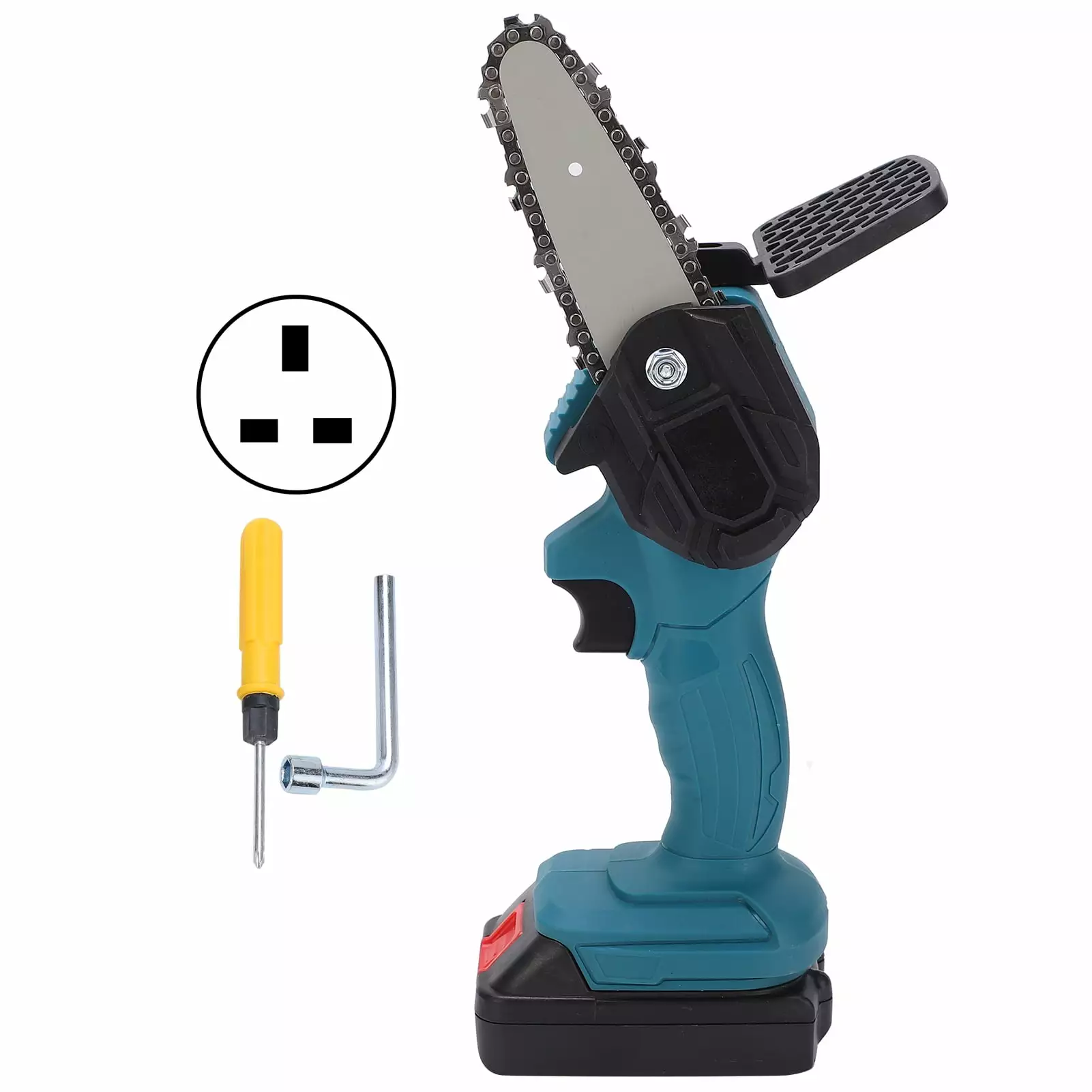 Abastado Mini Hand Saw 4in Travel-friendly Electronic 1 Handed Trimming Tool Chainsaw Brush AC100 240VBlue UK Plug