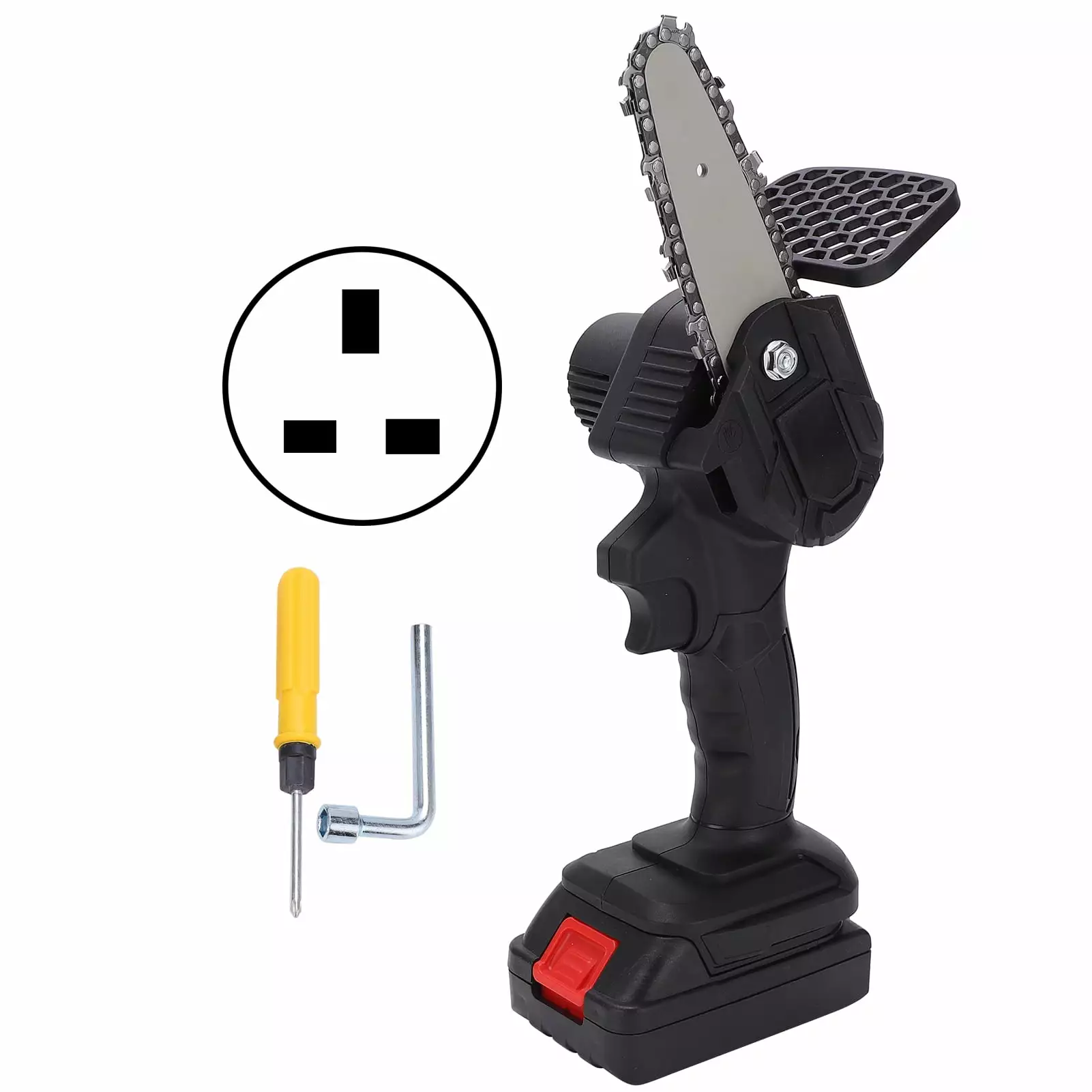 Abastado Mini Hand Saw 4in Travel-friendly Electronic 1 Handed Trimming Tool Chainsaw Brush AC100 240VBlack UK Plug