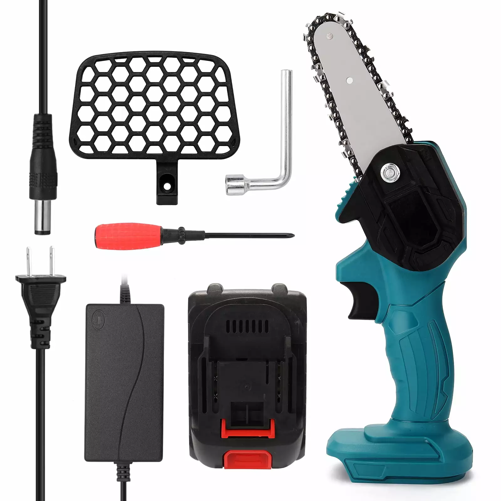 OWSOO Travel-friendly Electric Pruning Saw Rechargeable Electric Chain Saw Woodworking and Gardening