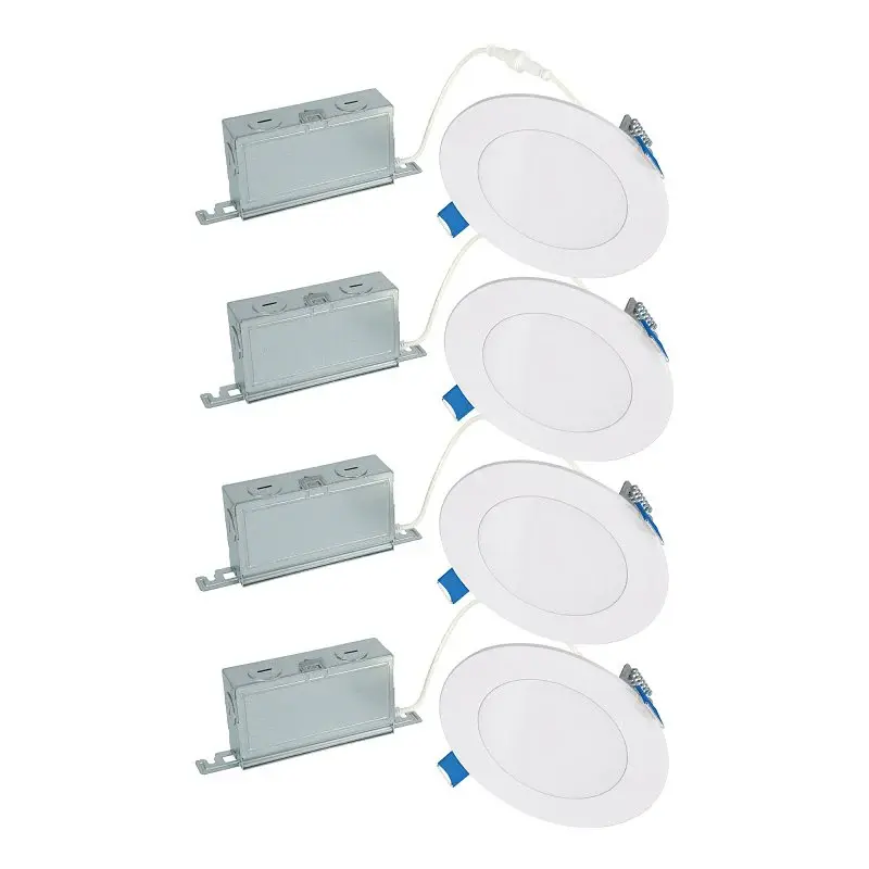 Halo HLB Lite Series HLBSL406FS5-4PK Canless Downlight, 8.3, 8.5 W, 120 V, LED Lamp, Synthetic, White, Matte