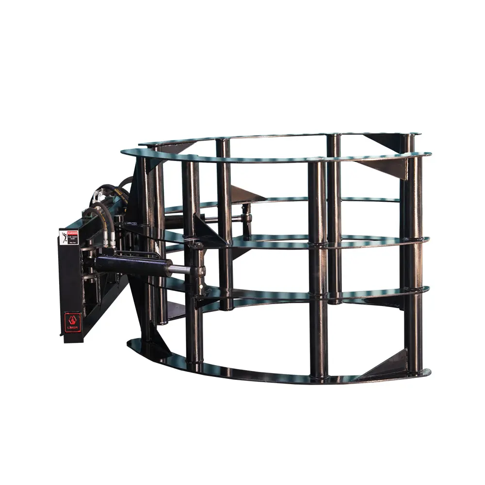 Round Hay Bale Grab Skid Steer Black Alloy Metal landy industries