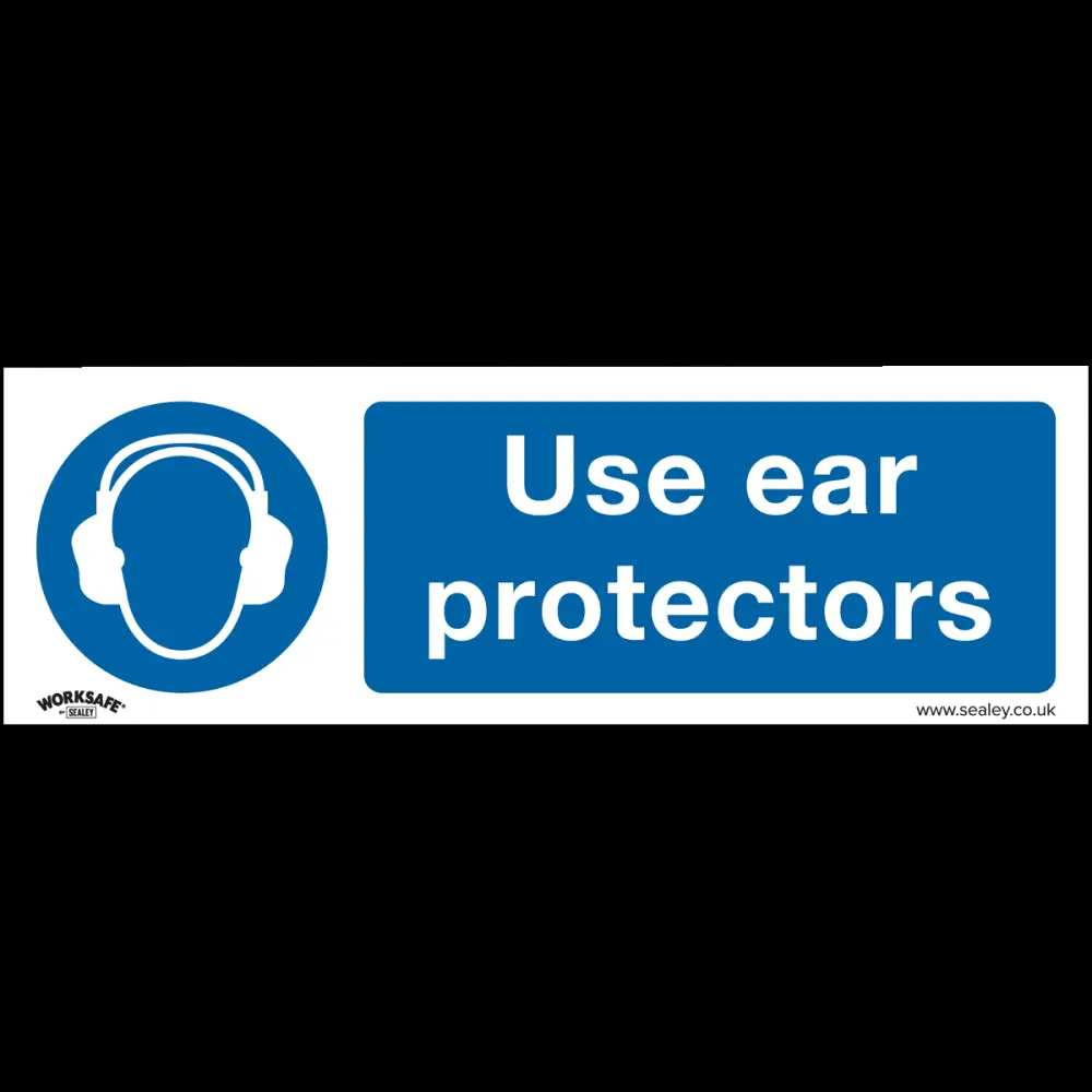 Sealey SS10V10 Mandatory Safety Sign - Employ Ear Protectors - Self-Adhesive Vinyl - Pack 10