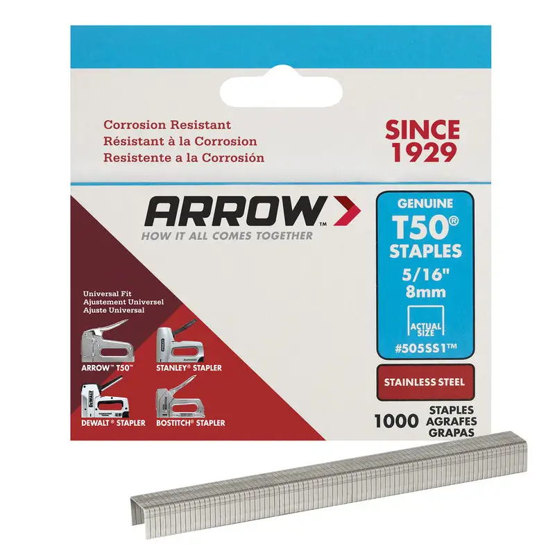 Arrow Fastener T50 18 Gauge Flat Crown Heavy Duty Staples 1000 Pack 5