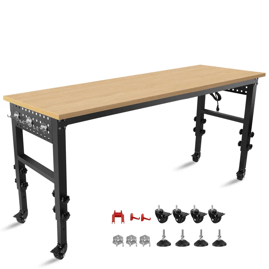 72 Inch 24 Inch Customizable Workbench Rolling Heavy Duty Worktable Power Outlets ys