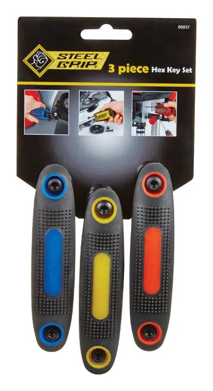 Steel Grip SAE Fold-Up Hex Key Set 3 Piece Pack 4 Automotive and Machinery Maintenance