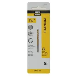 1/16 x 1-7/8-. High-Speed Steel Drill Bit Titanium Coated Precision Drilling Master Mechanic
