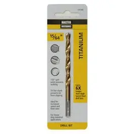 15/64 x 3-7/8-Inch High-Speed Steel Drill Bit Titanium Coated Deep Drilling Master Mechanic
