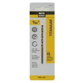 9/64 x 2-7/8-Inch High-Speed Steel Drill Bit Titanium Coated Metal and Wood Master Mechanic