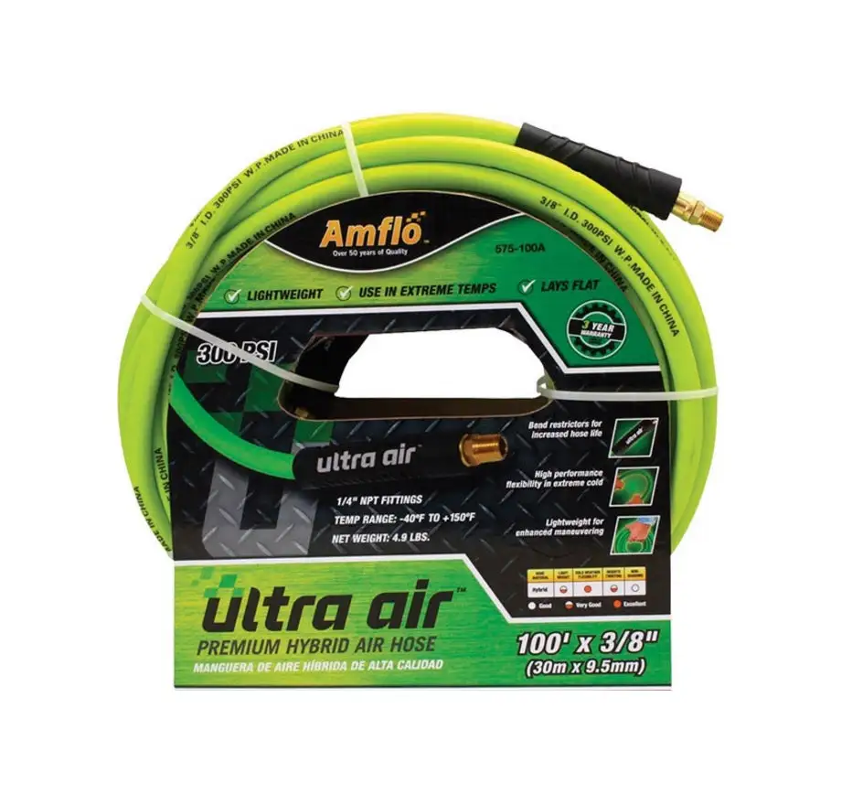 Amflo Ultra Air Hybrid Air Hose Reel Green Professional Hand Tool