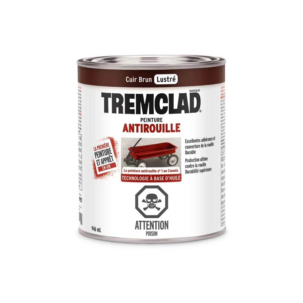 Tremclad Flat Alkyd Rust Paint Gloss Leather Taupe, 946 ml
