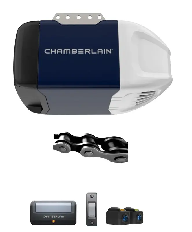 Chamberlain C2202 Garage Door Opener, Chain Drive, OS: myQ and Security+ 2.0, Indigo