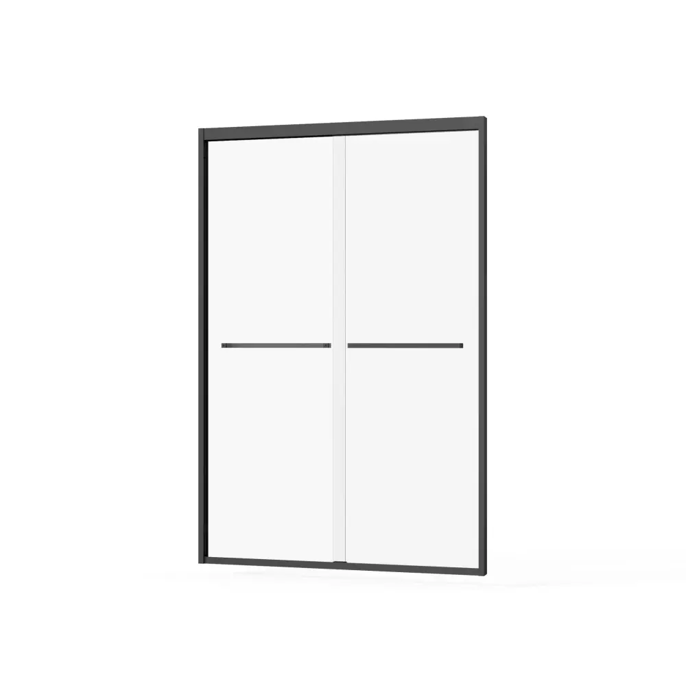 Matte Black Double Sliding Glass Shower Door Aluminum Frame And SGCC Clear Tempered Glass - Ebony