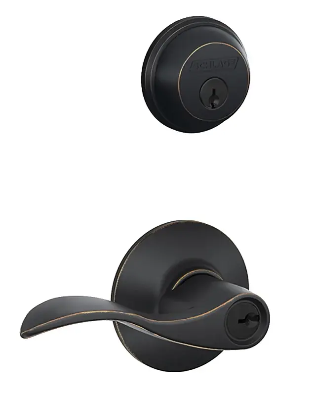 Schlage FB Series FB50NVACC716 Entry Lever, Mechanical Lock, Aged Bronze, Alloy, Residential, 1 Grade