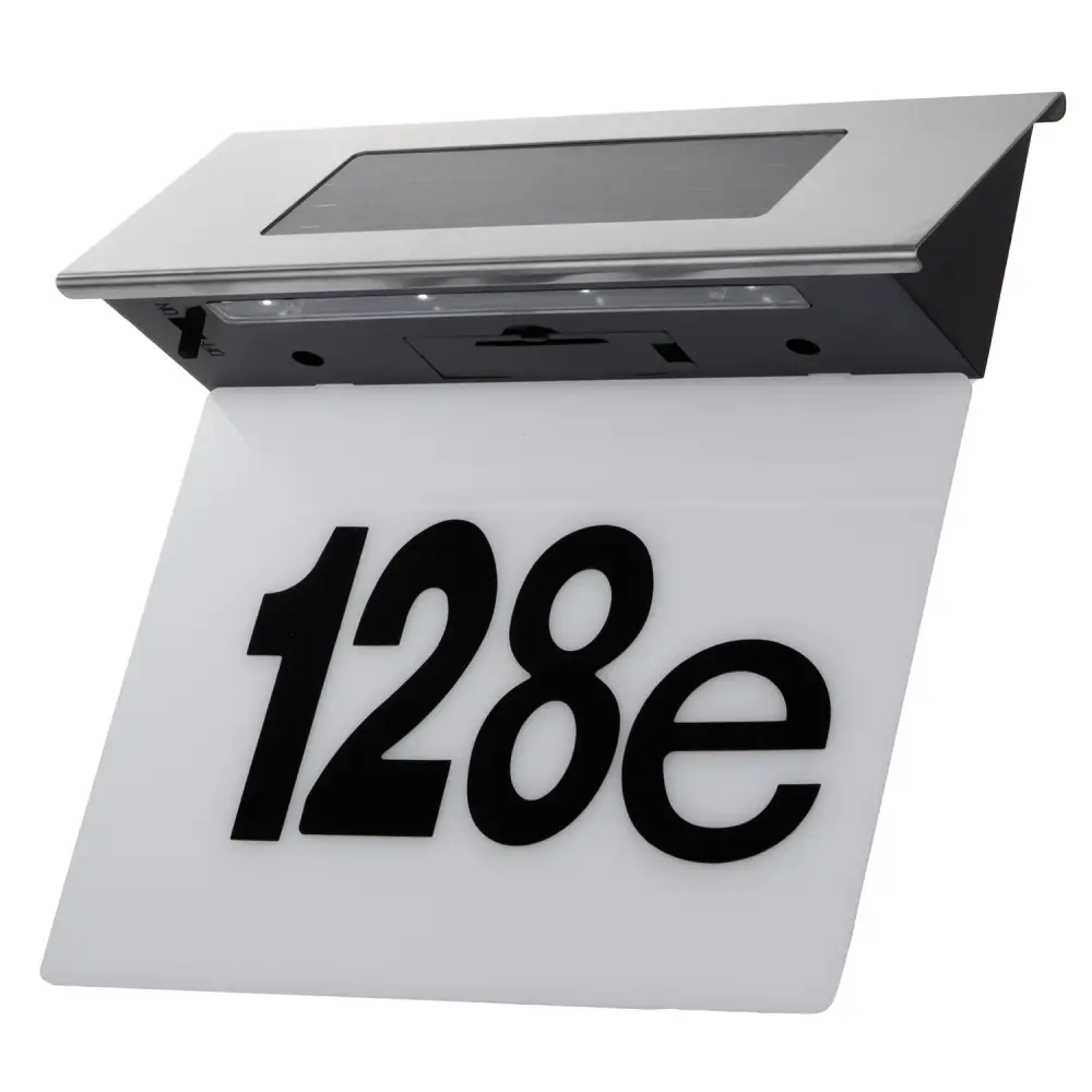 Maclean MCE423 Solar LED Lamp House Number Contains Letters and Numbers, IP44, 1W, 60lm, 6000K, 600 mAh Rechargeable Batte...