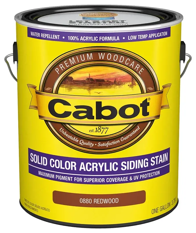 Cabot 800 Series 140.0000880.007 Solid Color Siding Stain, Pure Flat, Redwood, Liquid, 1 gal, Can