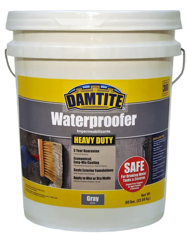 Damtite 02551 Foundation Coating, Pewter, Powder, 50 lb Pail