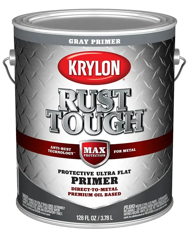 Krylon Rust Tough K09765008 Primer, Ultra Flat, Graphite, 1 gal