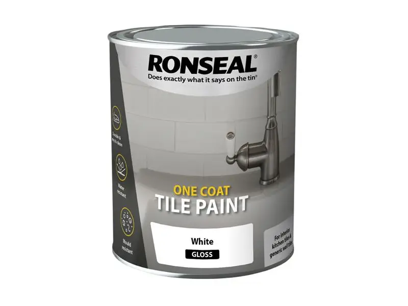 Ronseal One Coat Tile Paint Ivory Gloss 750ml