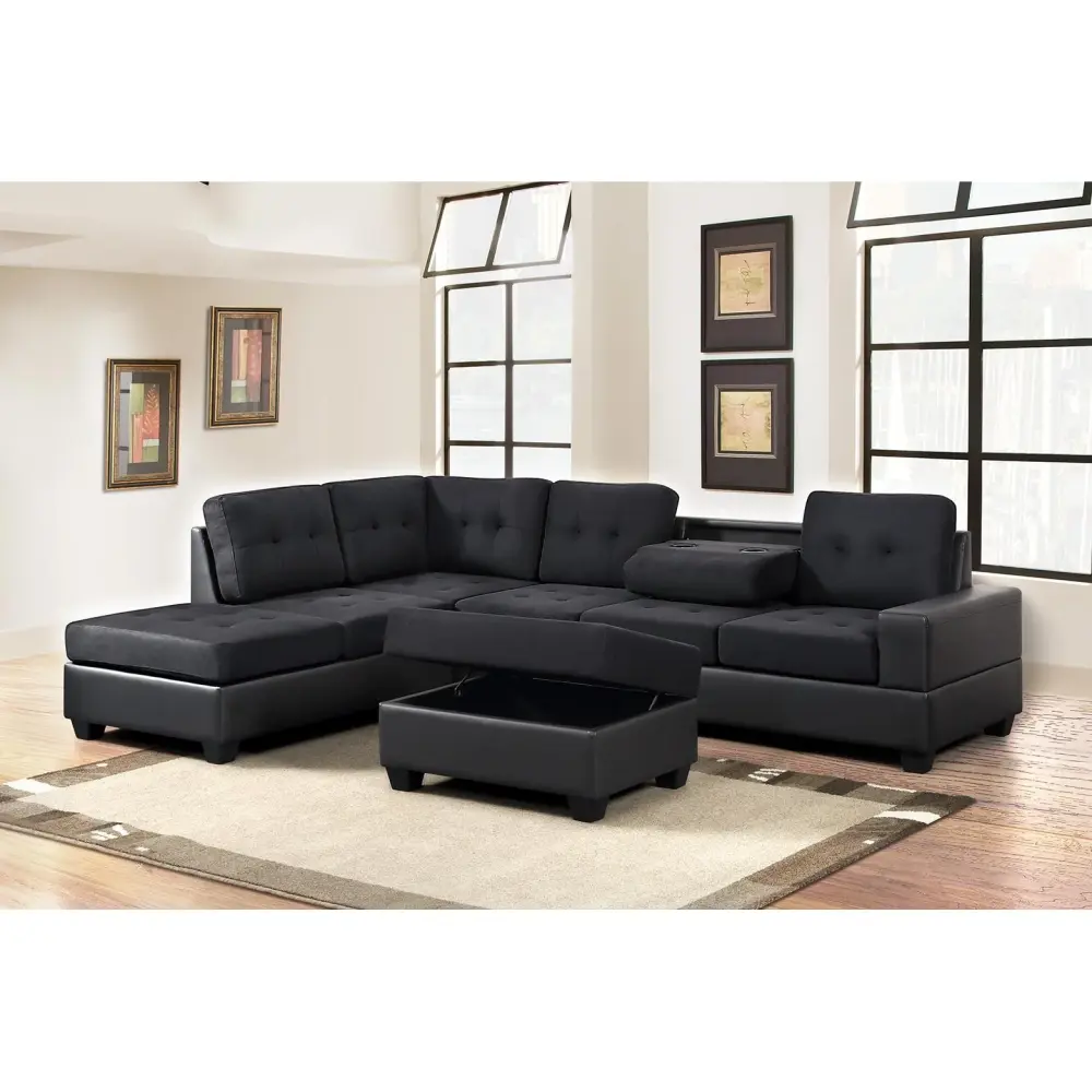 Diamond Modern Furniture HH Heights Fabric and Leather Look 2 pc Sectional PU9Heights