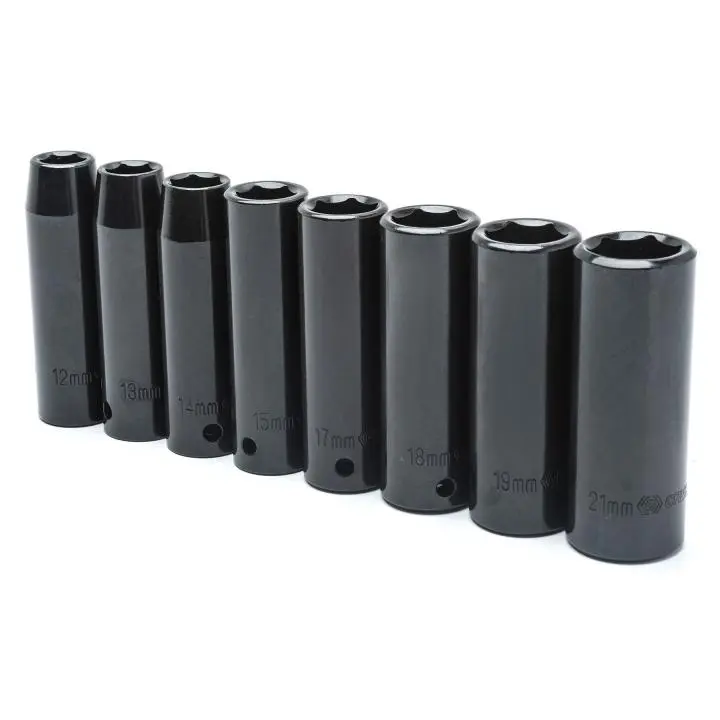 Apex Tool Group 8 Pc. 1/2" Drive 6 Point Deep Impact Metric Socket Set Heavy Duty