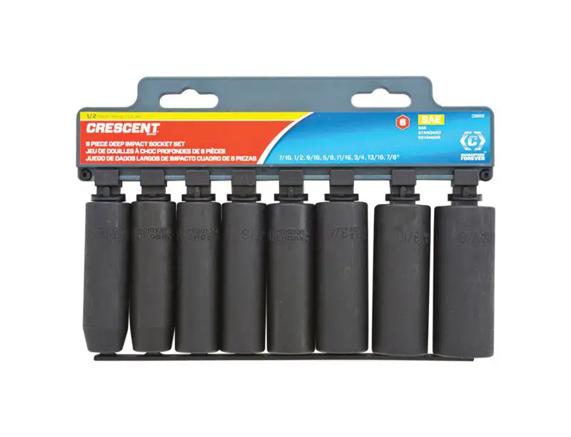 Crescent 8 Piece SAE 6 Point Deep Impact Socket Set 1/2 Drive
