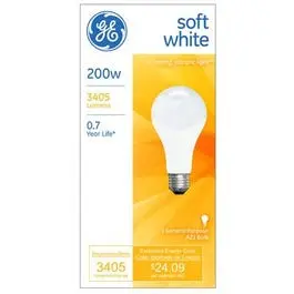 200-Watt Soft White Light Bulb Warm Lighting GE