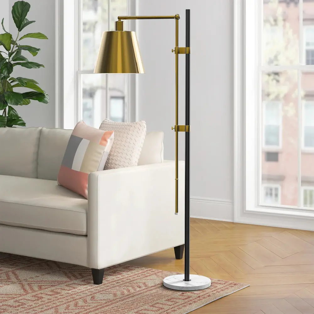 Flair 73.2" All-metal And Marble Task Floor Lamp #F250